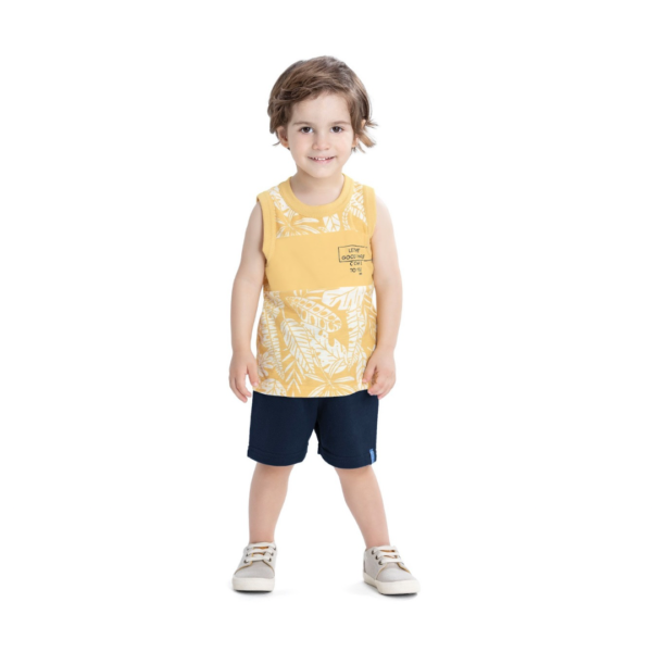 CONJUNTO REGATA INFANTIL BASICO VERÃO -MOSTARDA/ELIAN-MENINO